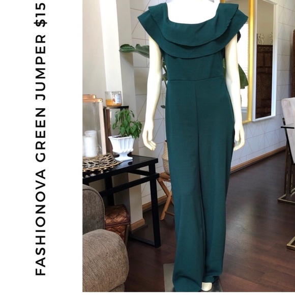 Fashion Nova Pants - FASHIONNOVA GREEN/FOREST GREEN JUMPSUIT